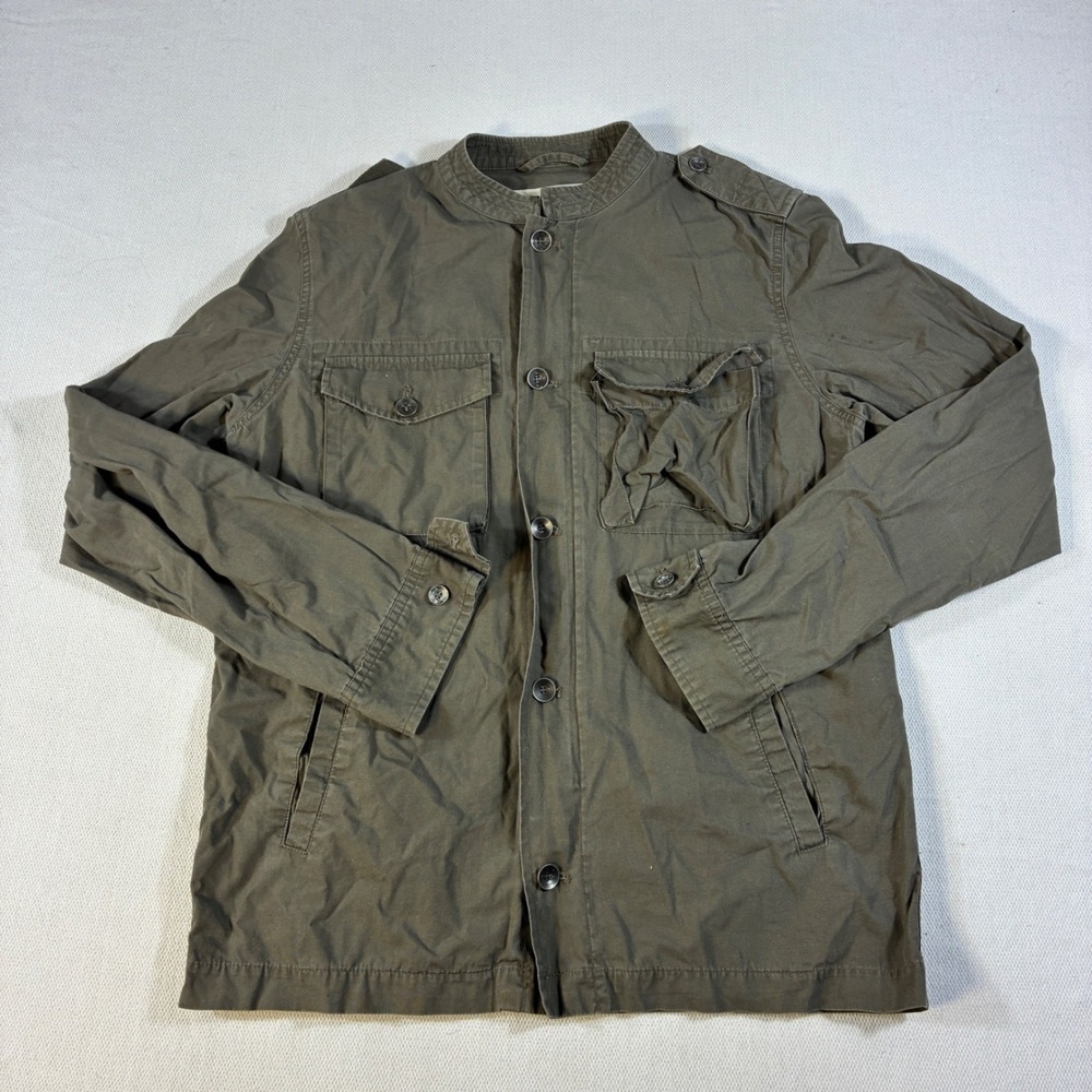 All-Son Mens Olive Green Cotton Military Field Jacket Size Medium M Utility Zip